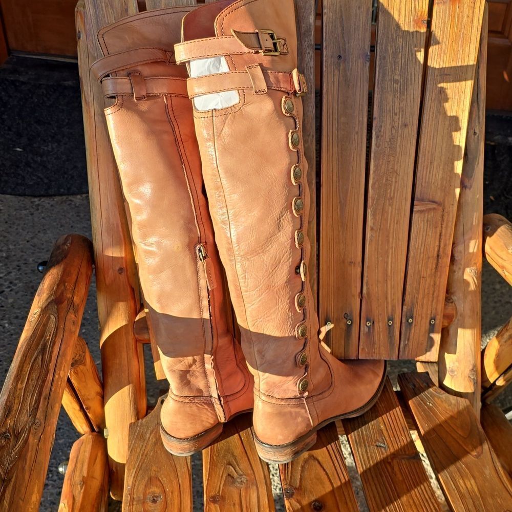 Sam Edelman Tan Over the Knee Boots. Natural PATINA Look! New Condition! Size 7 - Picture 3 of 15